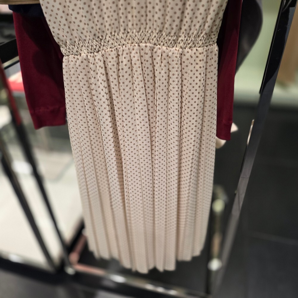 [아울렛] 프라다 폴카 도트 플리츠 미디 원피스 P3L82