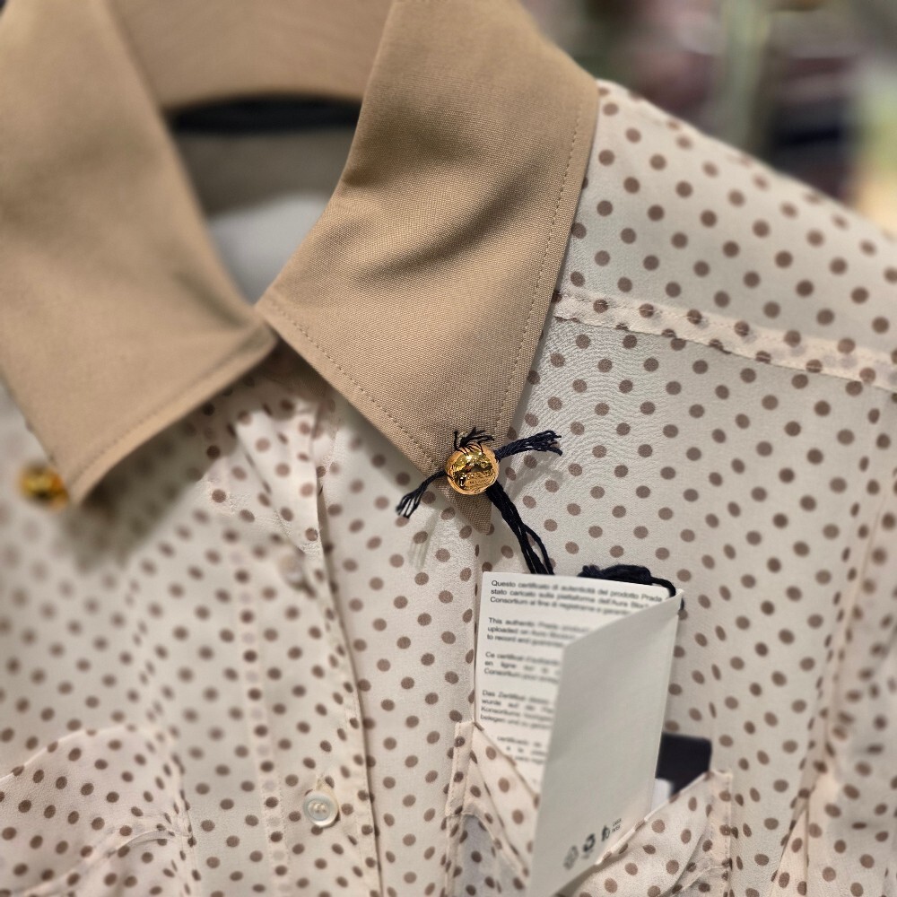 [아울렛] 프라다 폴카 도트 플리츠 미디 원피스 P3L82