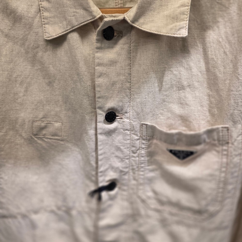 [아울렛] 프라다 삼각로고 코튼 리넨 남성 블루종 자켓 GEB254