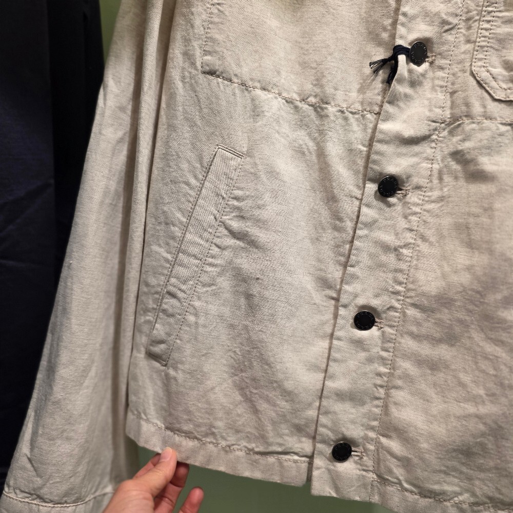 [아울렛] 프라다 삼각로고 코튼 리넨 남성 블루종 자켓 GEB254