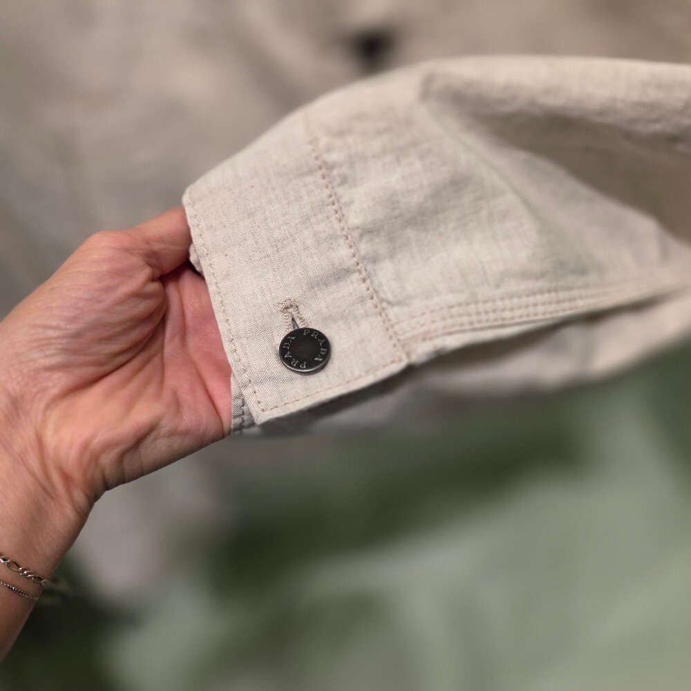 [아울렛] 프라다 삼각로고 코튼 리넨 남성 블루종 자켓 GEB254