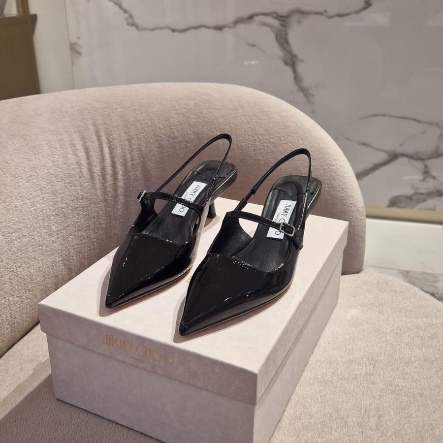 [아울렛] 지미추DIDI마카룬 페이턴트 레더 슬링백 미들힐