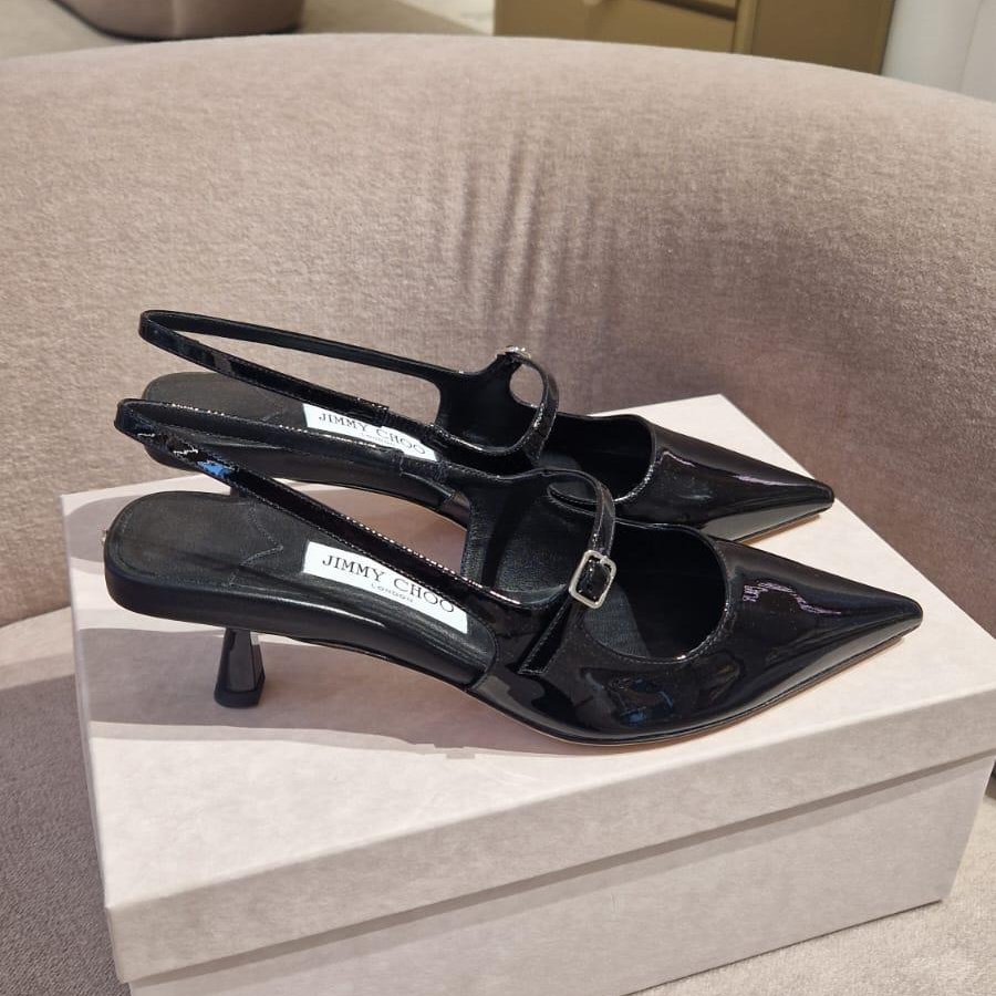 [아울렛] 지미추DIDI마카룬 페이턴트 레더 슬링백 미들힐