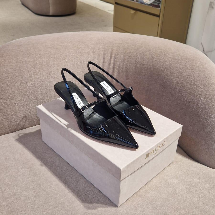 [아울렛] 지미추DIDI마카룬 페이턴트 레더 슬링백 미들힐