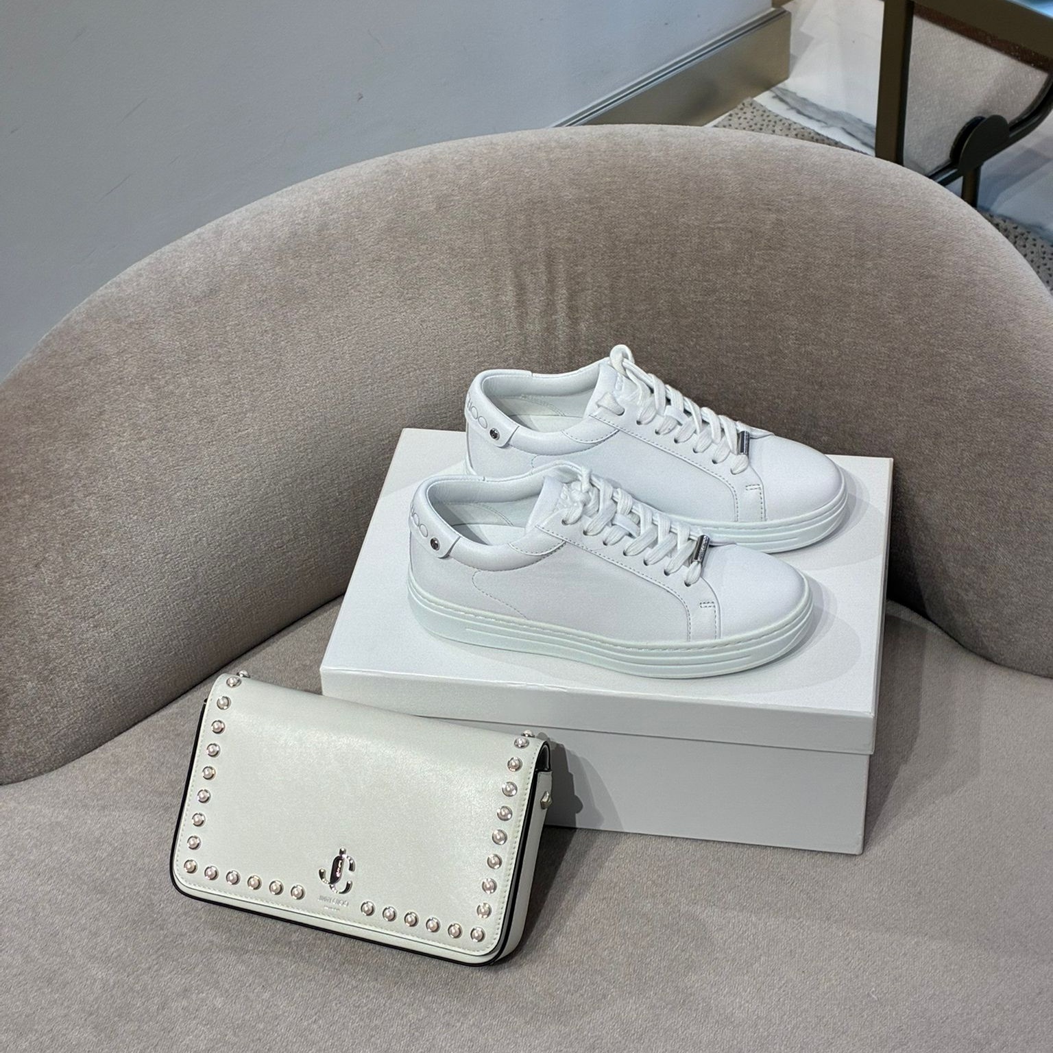 [아울렛] 지미추 ROME 가죽 여성 스니커즈