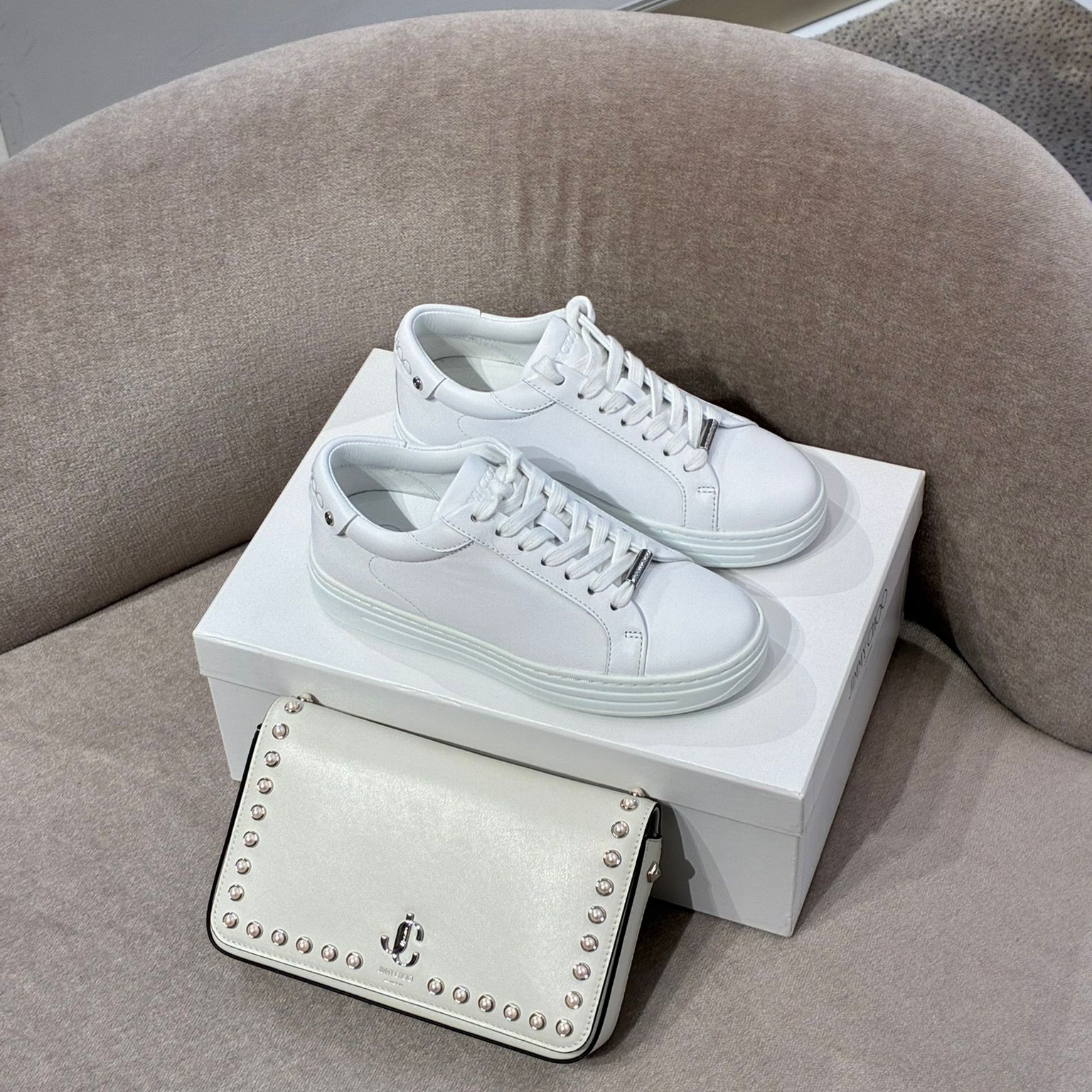 [아울렛] 지미추 ROME 가죽 여성 스니커즈