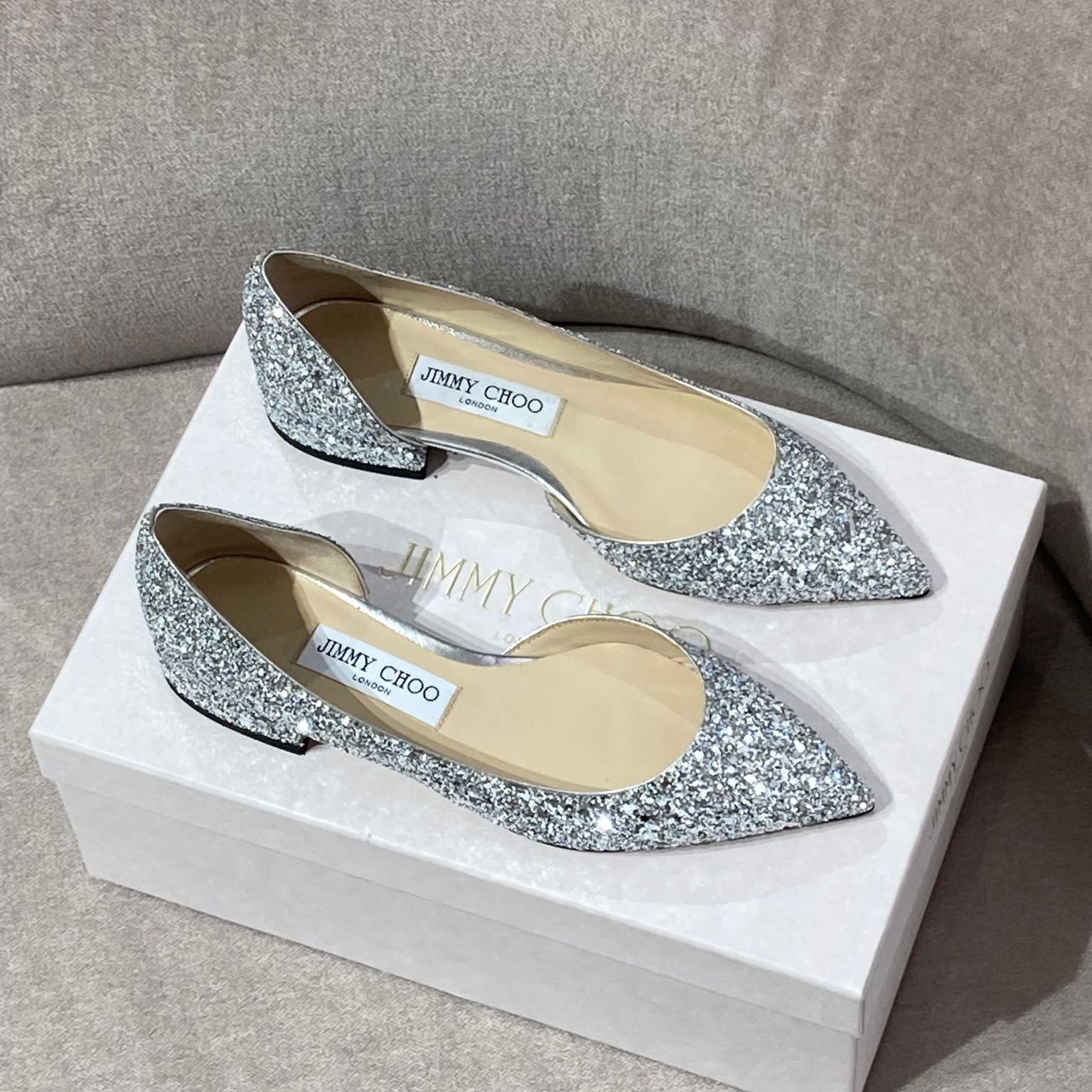 [아울렛] 지미추LILITH글리터 여성 플랫 슈즈