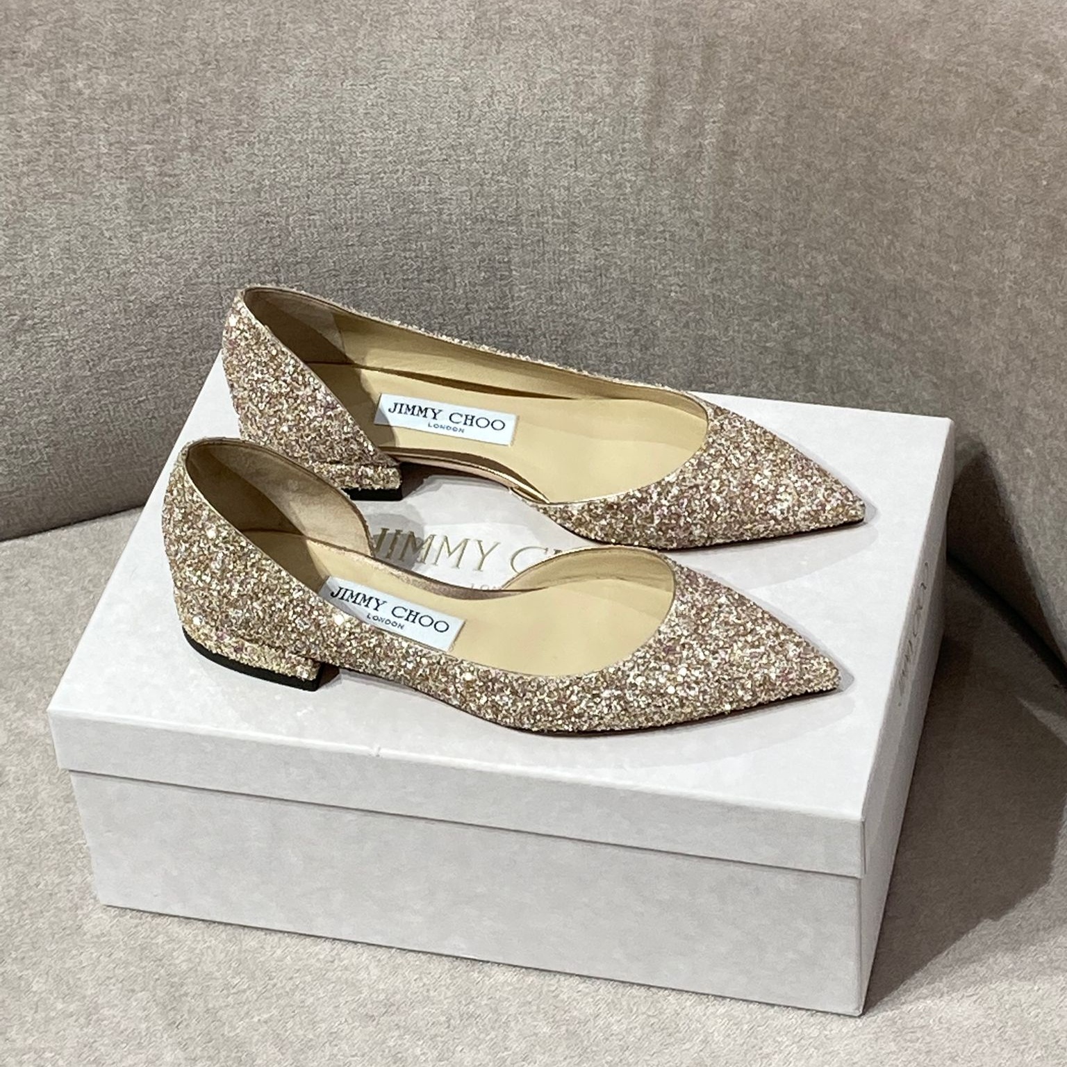 [아울렛] 지미추LILITH글리터 여성 플랫 슈즈