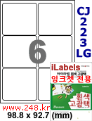 아이라벨 CJ223LG (6칸) 흰색  광택 [100매] iLabels