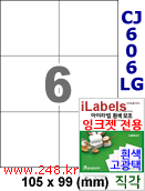 아이라벨 CJ606LG (6칸) 흰색  광택 [100매] iLabels