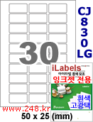 아이라벨 CJ830LG (30칸) 흰색  광택 [100매] iLabels