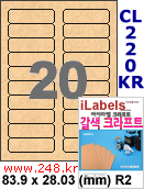 아이라벨 CL220KR (20칸) 흰색  광택 [100매] / A4 iLabels