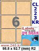 아이라벨 CL223KR (6칸) 흰색  광택 [100매] iLabels