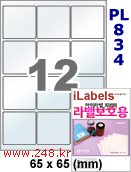 아이라벨 PL834 (12칸) 흰색 모조 잉크젯전용 [100매] iLabels