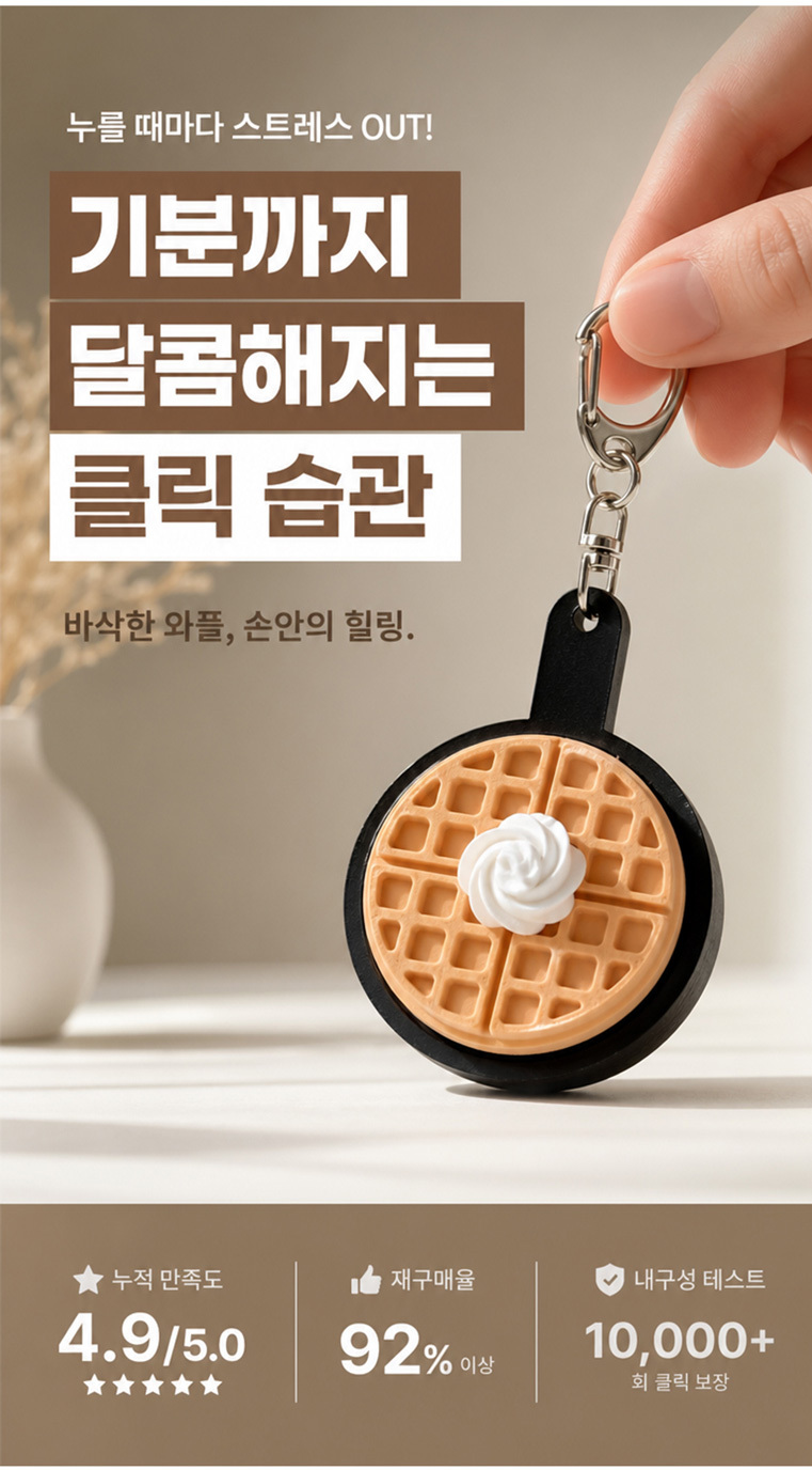 붕어빵 키캡 와플 디저트 피젯 클리커 8개세트 상세 이미지 3