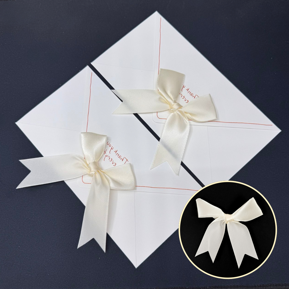 선물포장 장식 리본완제품 화이트 50P