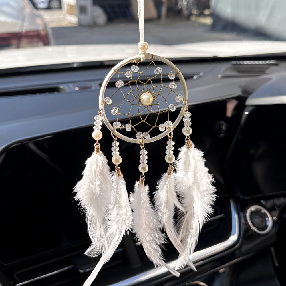 마크라메 좋은꿈 깃털 드림캐쳐 화이트