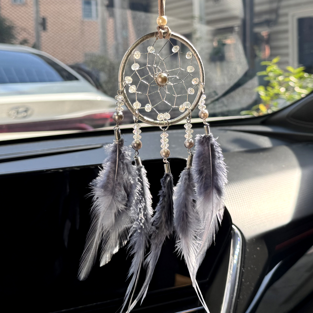 마크라메 좋은꿈 깃털 드림캐쳐 그레이