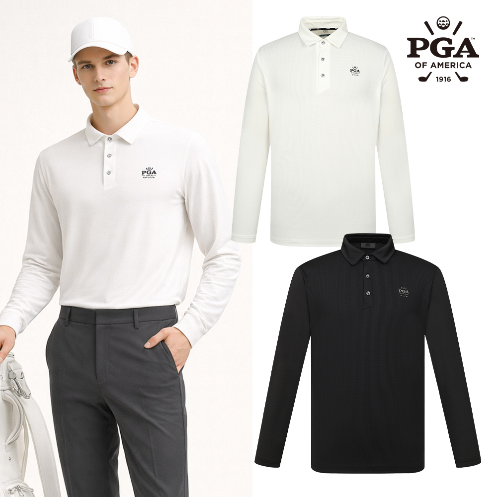 PGA 남성 스퀘어패턴 긴팔 카라티셔츠 PGMTS51313