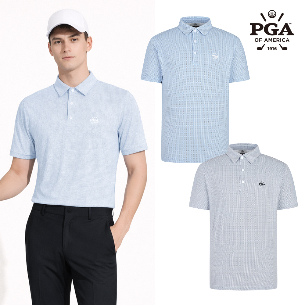 PGA 26SS 남성 마이크로패턴 고신축 반팔 카라티셔츠 PGMTS62355