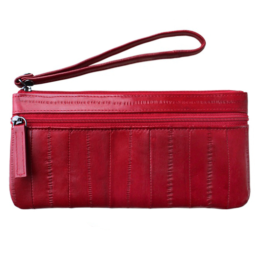 e024 Wristlet eelskin purse, natural genuine eelskin leather zipper ...