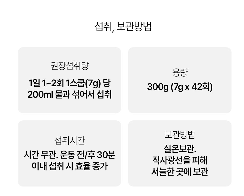 섭취 및 보관 방법에 대한 정보 : 섭취, 보관방법 권장섭취량 용량 섭취시간 보관방법