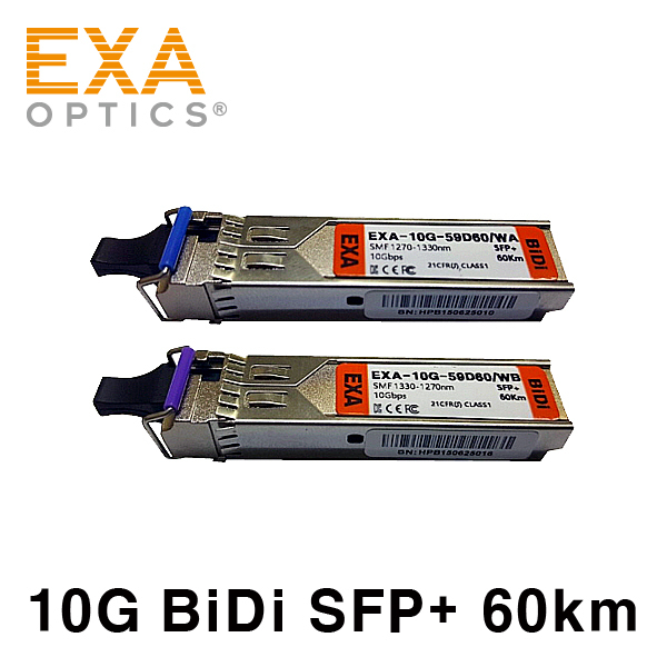 [EXA] 10G BiDi SFP+ Pair 60km SMF 光トランシーバ