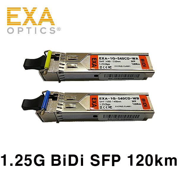 [EXA] 1.25G BiDi SFP Pair, 120km, SMF Optical Transceiver