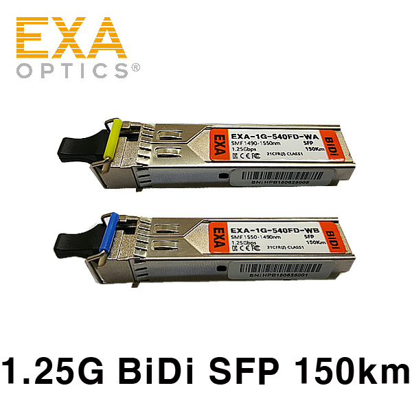[EXA] 1.25G BiDi SFP Pair, 150km, SMF Optical Transceiver