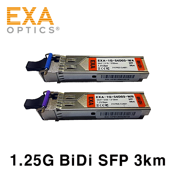 [EXA] 1.25G BiDi SFP Pair, 3km, SMF Optical Transceiver