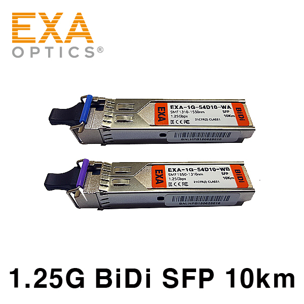 [EXA] 1.25G BiDi SFP Pair, 10km, SMF Optical Transceiver