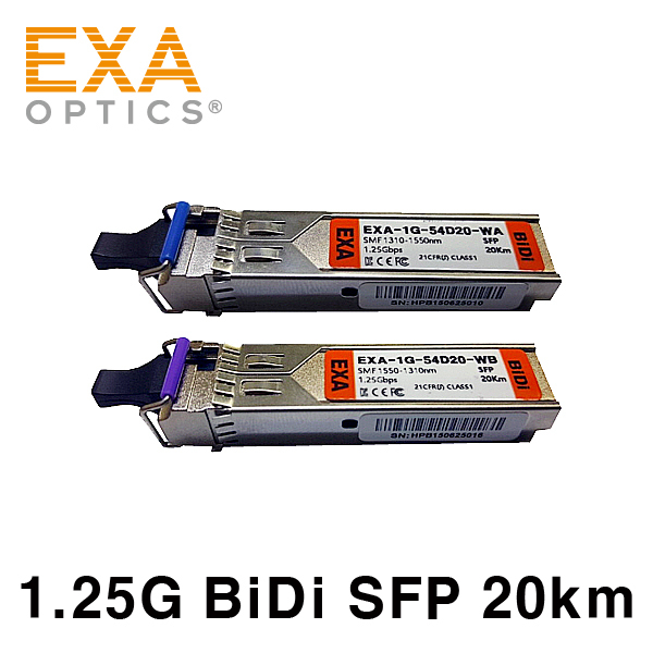 [EXA] 1.25G BiDi SFP Pair, 20km, SMF Optical Transceiver