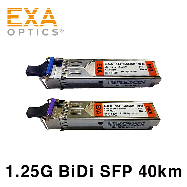 [EXA] 1.25G BiDi SFP Pair, 40km, SMF Optical Transceiver