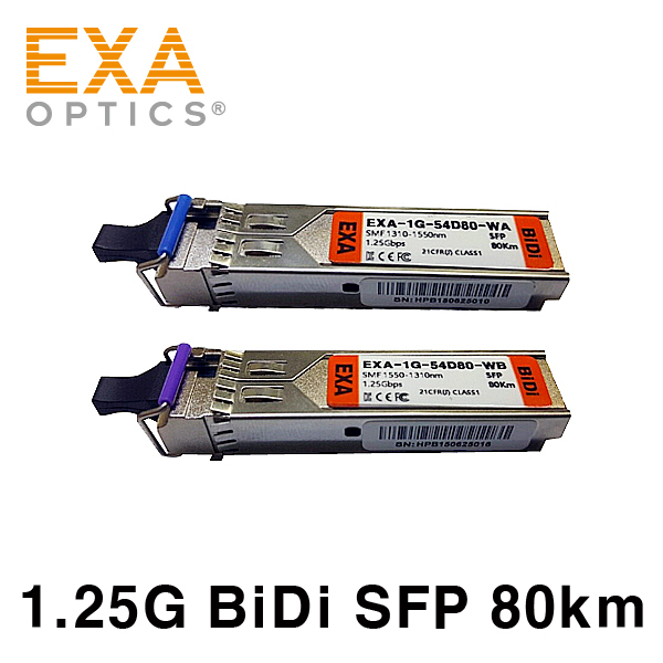 [EXA] 1.25G BiDi SFP Pair, 80km, SMF Optical Transceiver