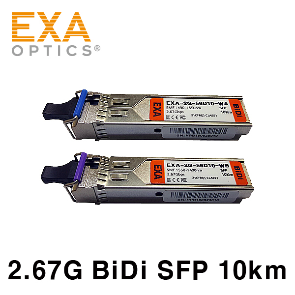 [EXA] 2.5G BiDi SFP Pair, 10km, SMF 光トランシーバ