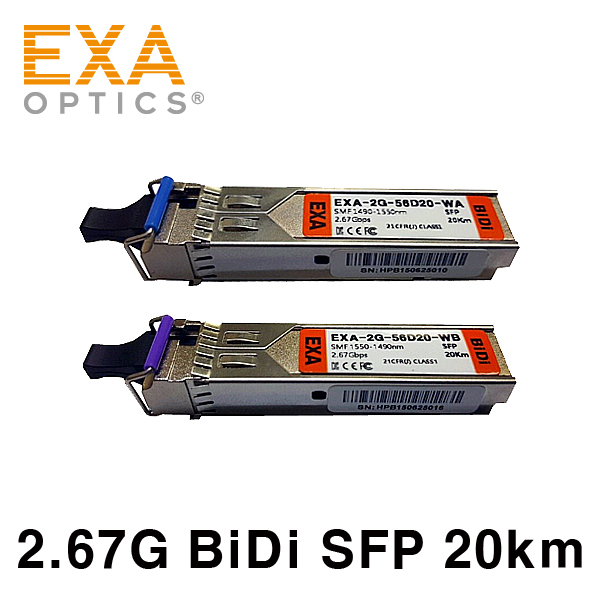 [EXA] 2.5G BiDi SFP Pair, 20km, SMF 光トランシーバ