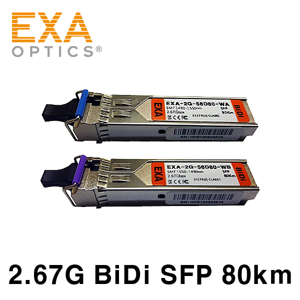 [EXA] 2.5G BiDi SFP Pair, 80km, SMF Optical Transceiver
