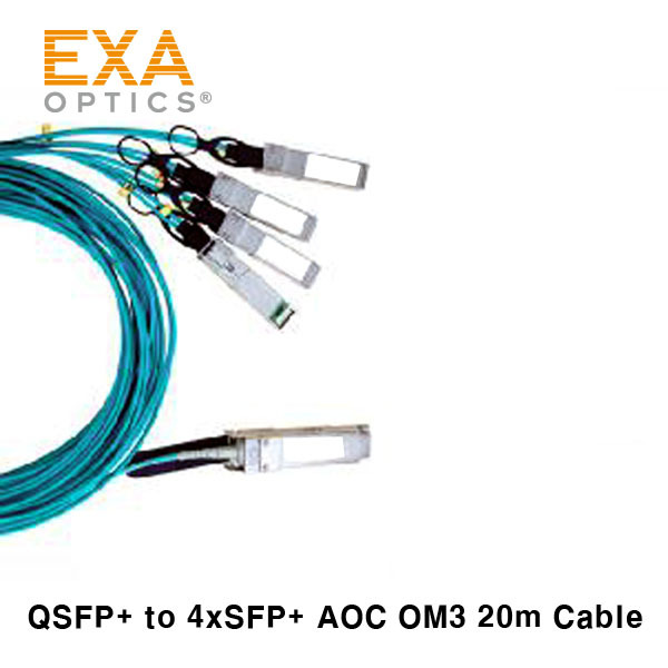 [EXA] QSFP+ to 4x 10G SFP+ AOC OM3 20m 光ファイバ ケーブル