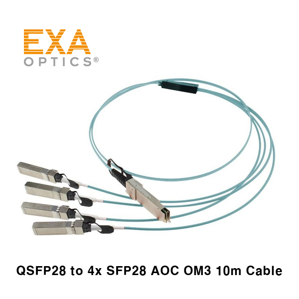 [EXA] QSFP28 to 4x SFP28 AOC OM3 10m 光ファイバ ケーブル