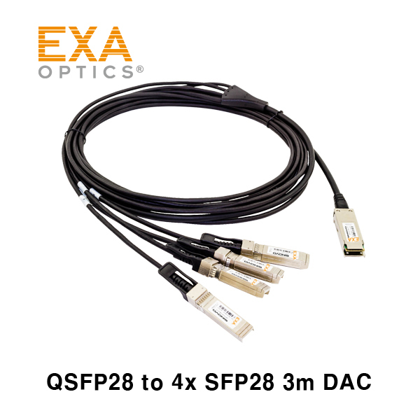 [EXA] 100G QSFP28 to 4x SFP28 DAC 3m Twinax ケーブル