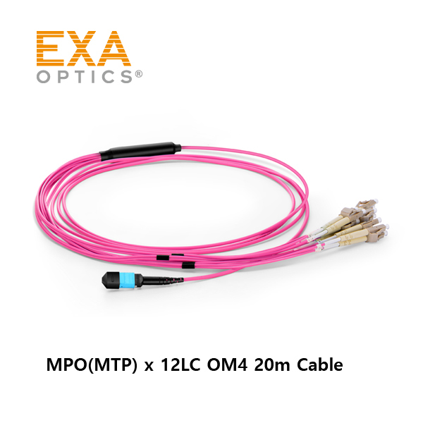 [EXA] 12C MPO-12xLC OM4 20m 光ファイバ ケーブル