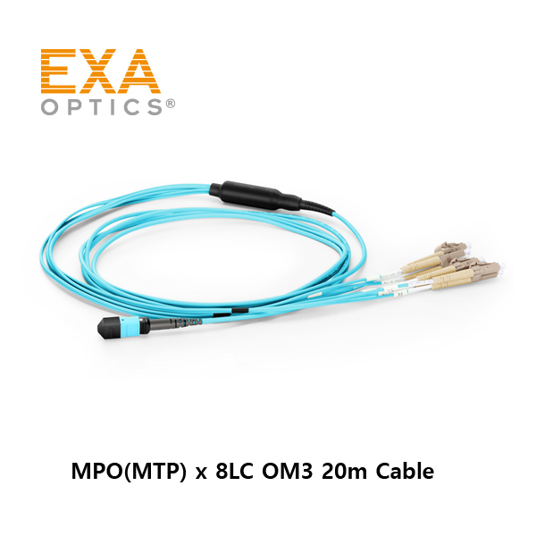 [EXA] 12C MPO-8xLC OM3 20m 光ファイバ ケーブル