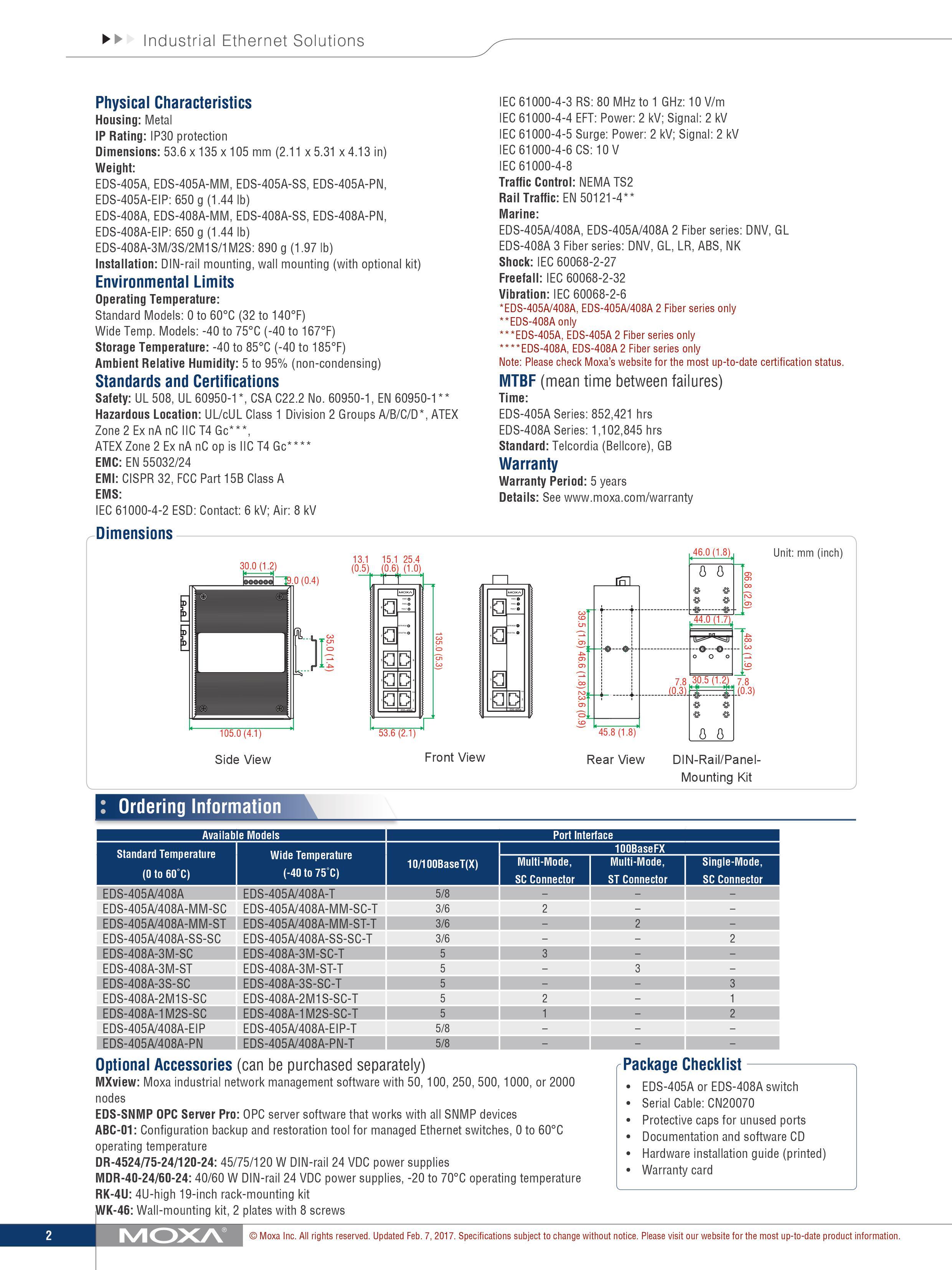 [MOXA]EDS-408A-SS-SC-T 6P 10/100T-2P 100FX 광스위치 - 정보통신전문-EXATEK