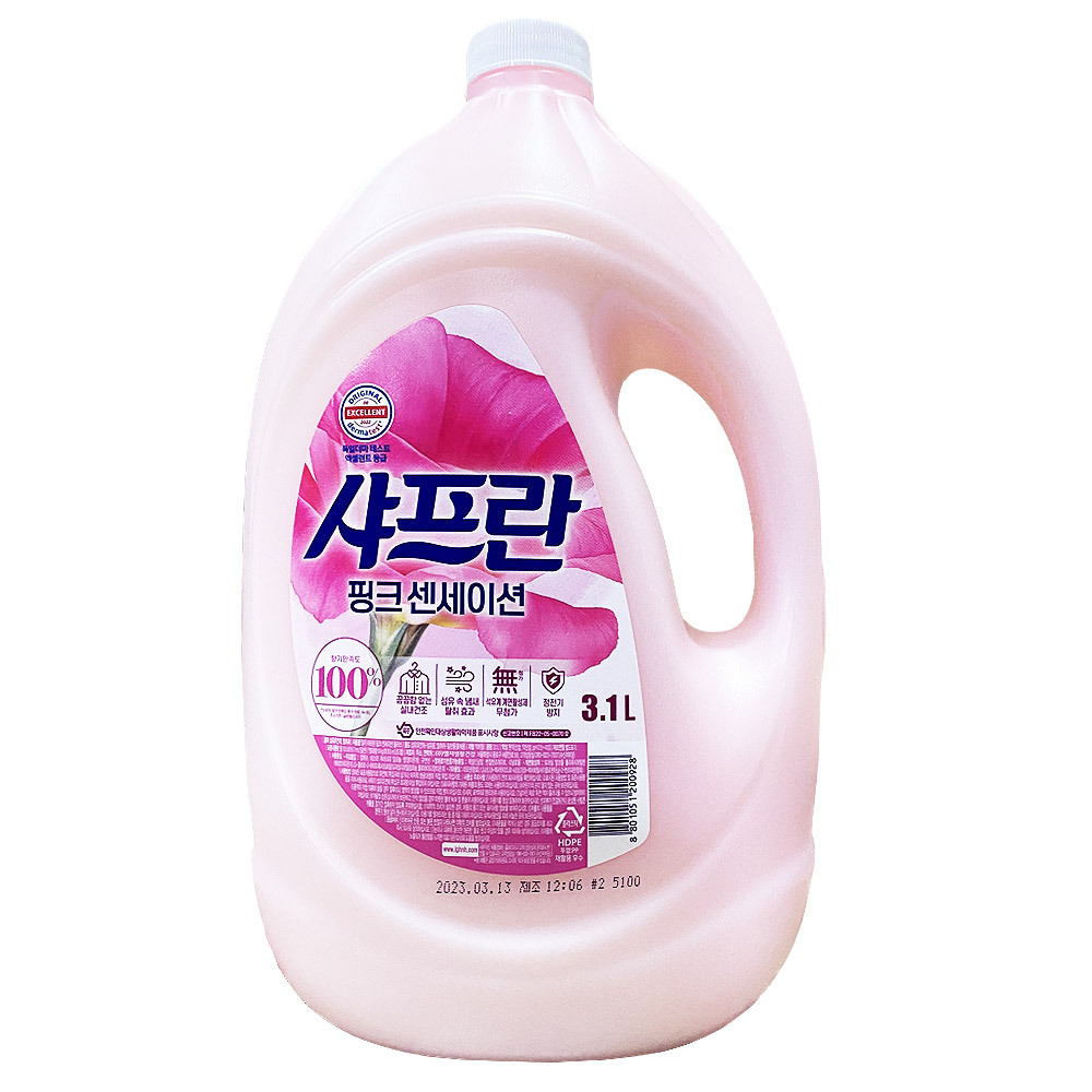 [LG생활건강] 샤프란 핑크 센세이션 3.1L 실내건조 섬유유연제 더마테스트