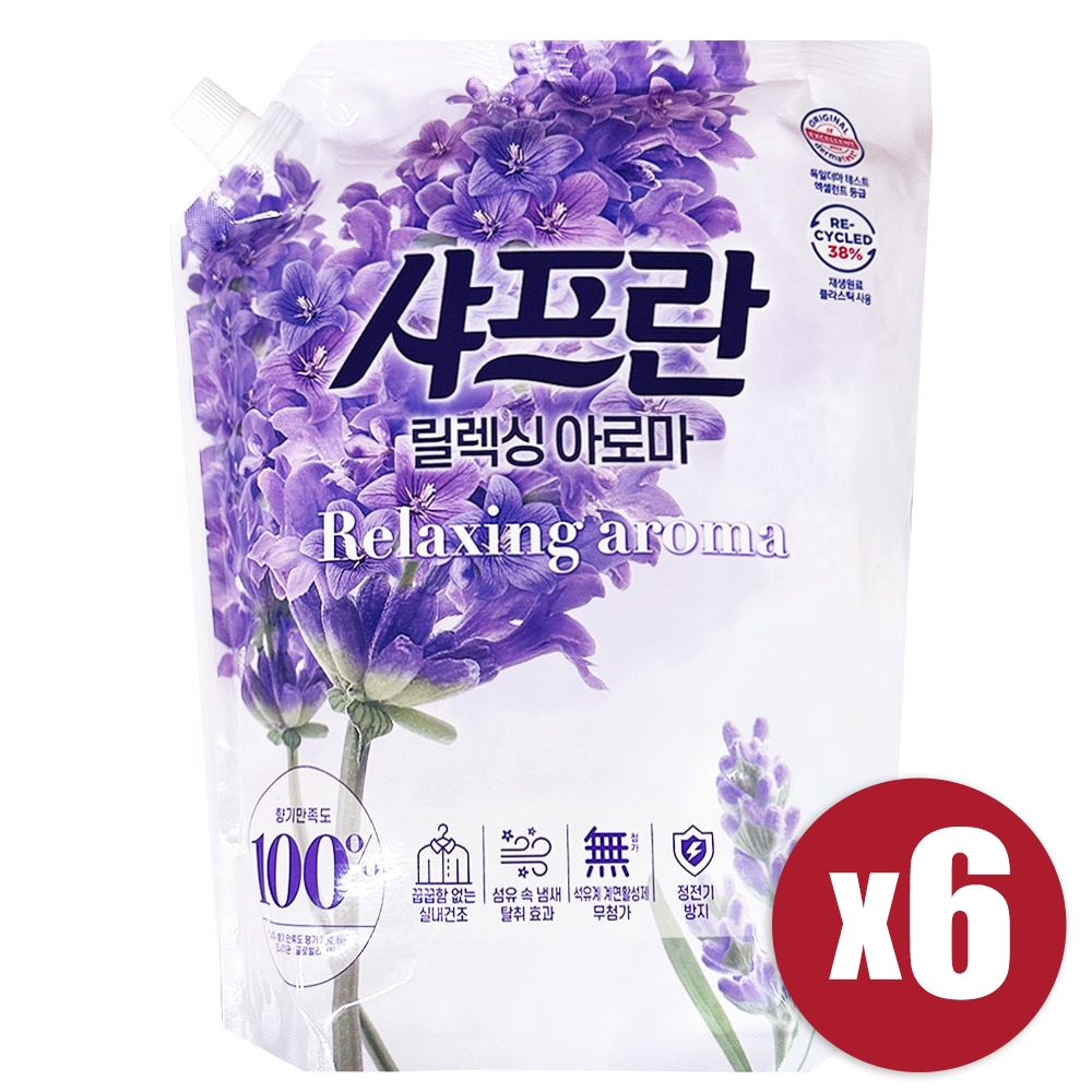 [LG생활건강] 샤프란 릴렉싱 아로마 2.1L x 6 실내건조 섬유유연제 더마테스트