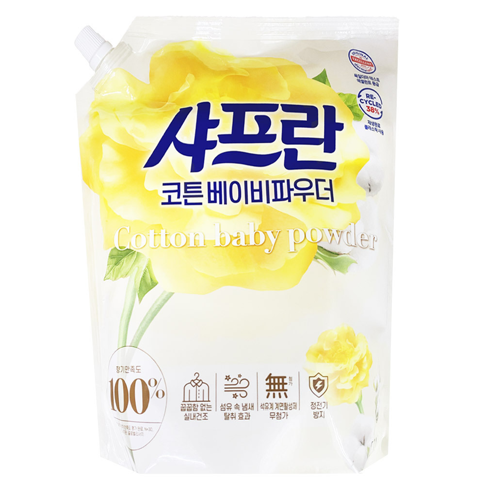 [LG생활건강] 샤프란 코튼 베이비파우더 2.1L 실내건조 섬유유연제 더마테스트