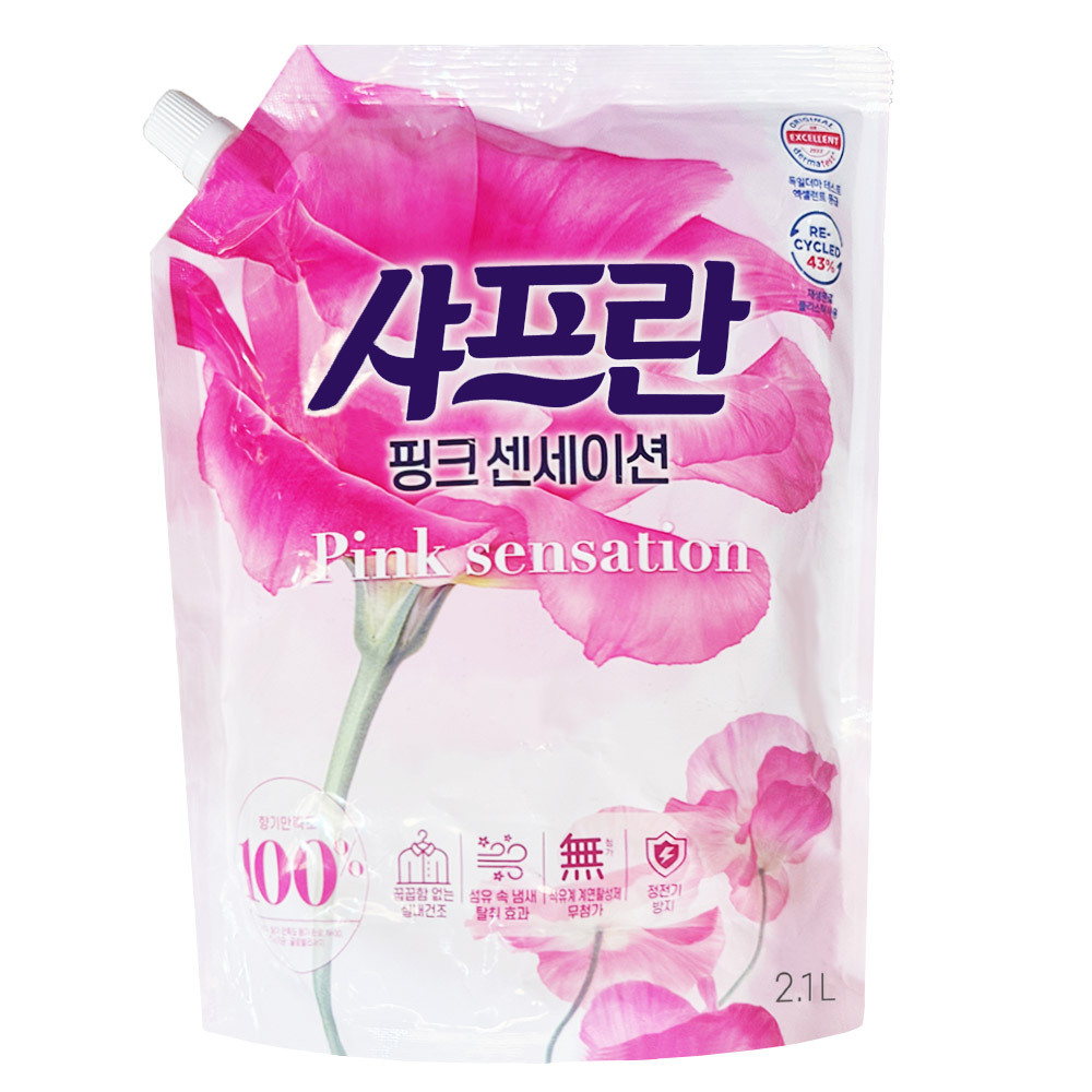 [LG생활건강] 샤프란 핑크 센세이션 2.1L 실내건조 섬유유연제 더마테스트
