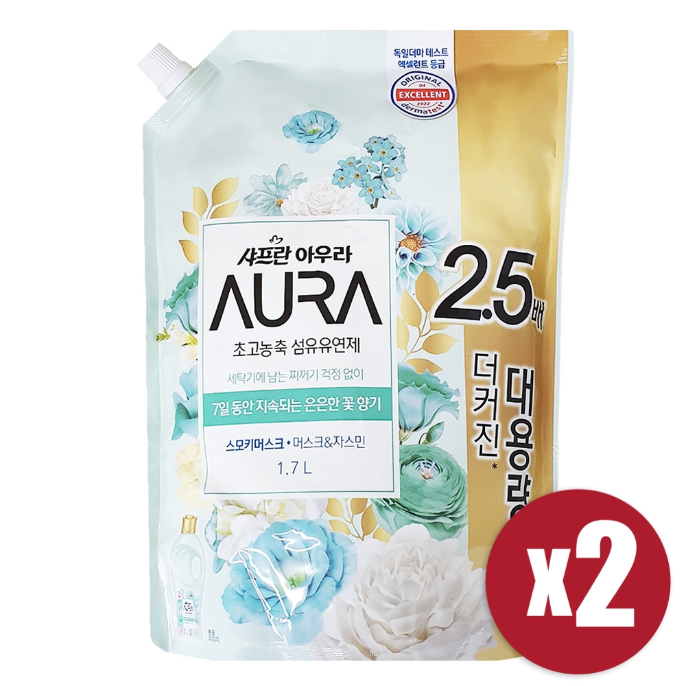 [LG생활건강] 샤프란 아우라 초고농축 섬유유연제 스모키머스크 1.7L x 2