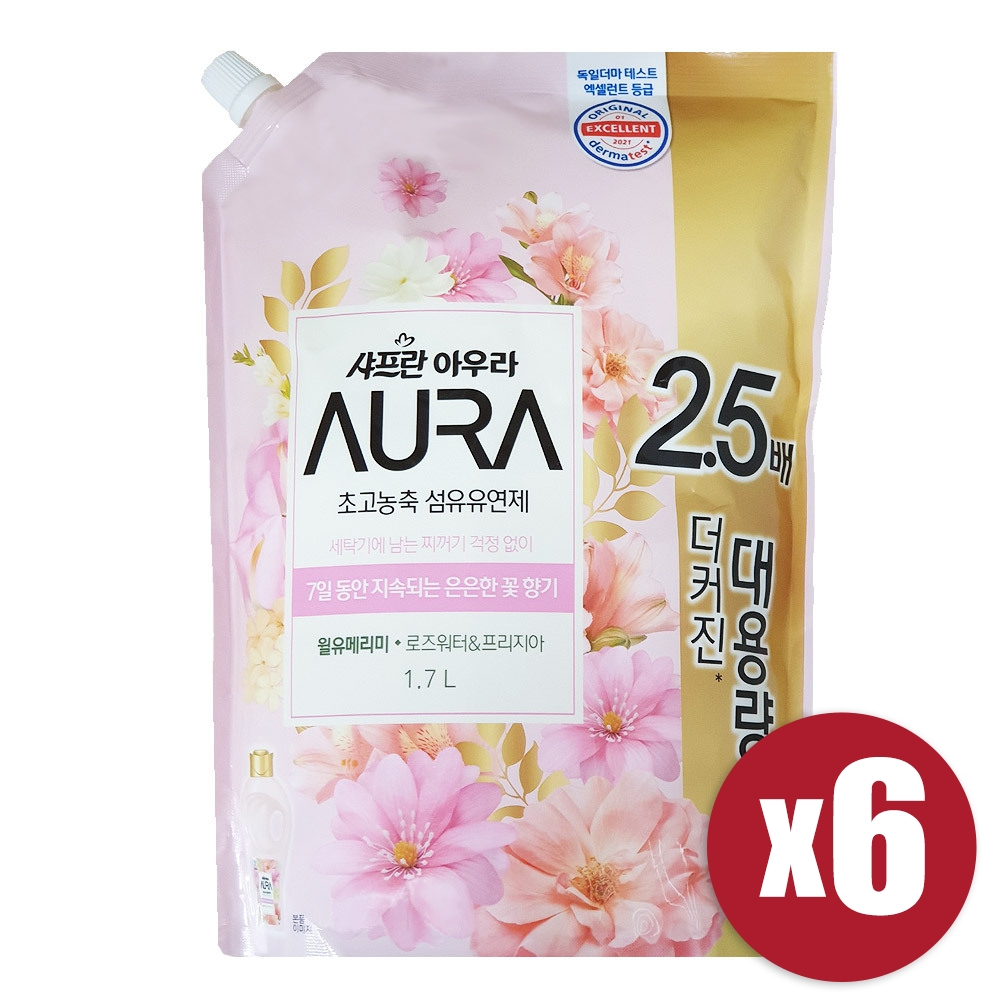 [LG생활건강] 샤프란 아우라 초고농축 섬유유연제 윌유메리미 1.7L x 6
