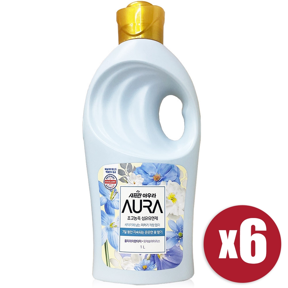 [LG생활건강] 샤프란 아우라 초고농축 섬유유연제 홀리데이판타지 1L x 6